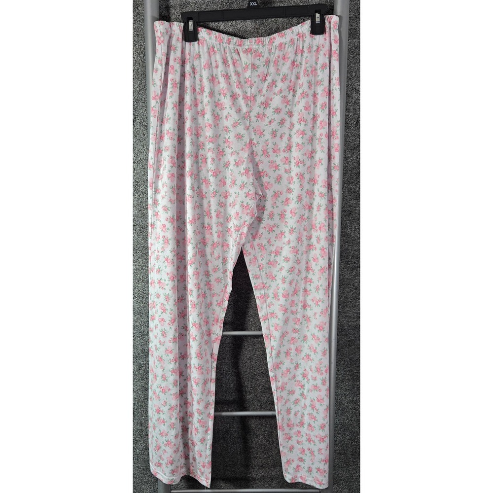 Laura Ashley Womens 3-Piece Pajama Set XL Pink Rose Floral Top Shorts Pants NEW - Picture 5 of 8